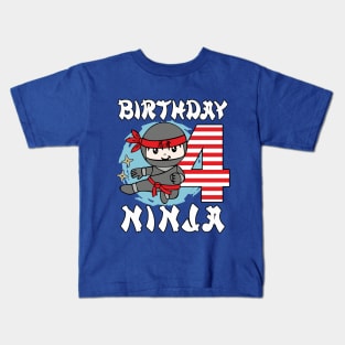 4th Birthday Ninja Boys Kids T-Shirt
